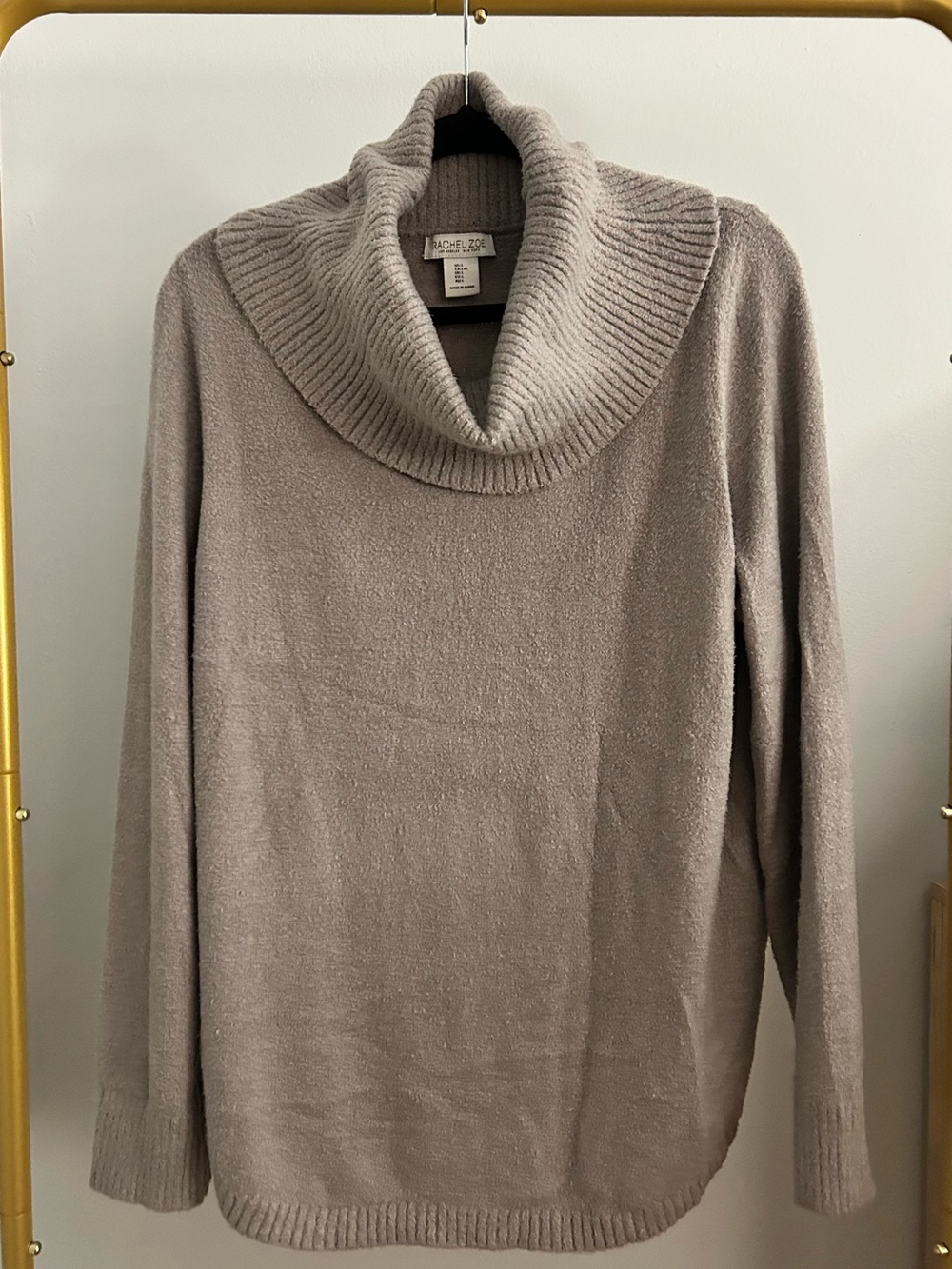 Rachel Zoe Super Soft Taupe Cowl Neck Sweater Size L